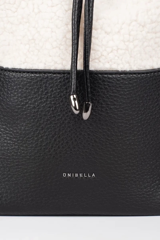 Black elegant handbag with fur