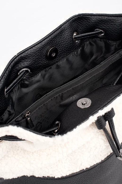 Black elegant handbag with fur