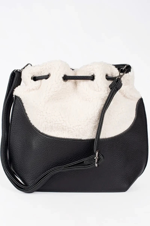 Black elegant handbag with fur