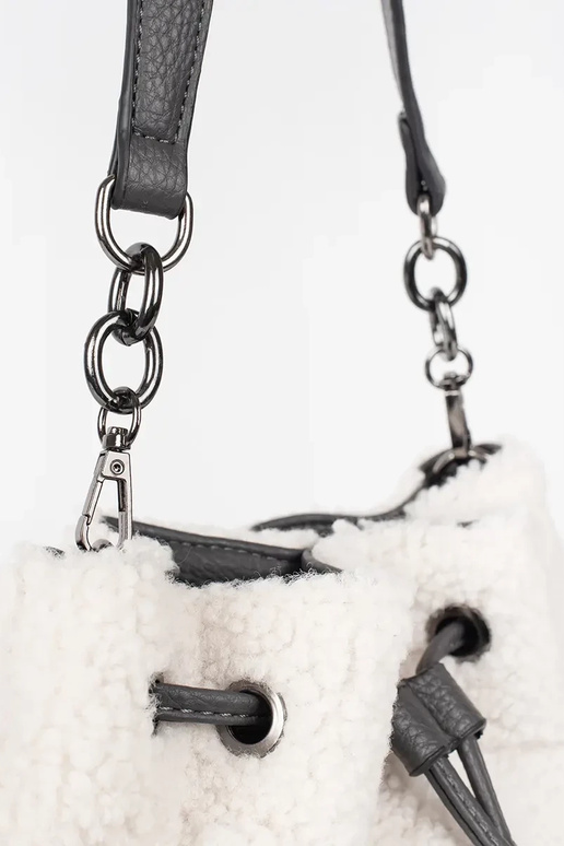 Grey elegant handbag with fur