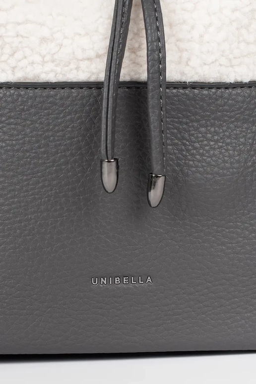 Grey elegant handbag with fur