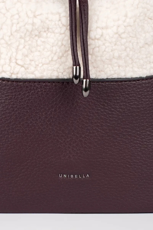 Dark brown elegant handbag with fur