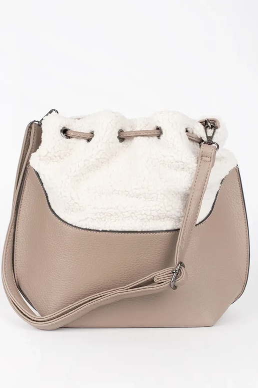 Elegant handbag with fur in ivory