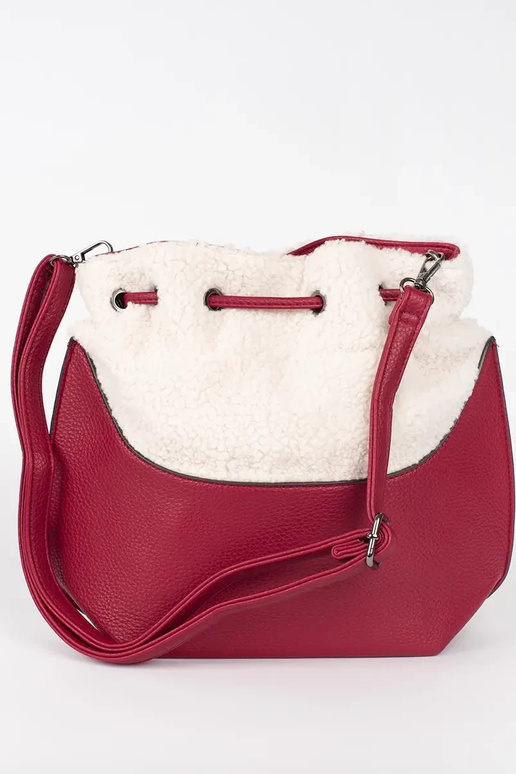Red elegant handbag with fur