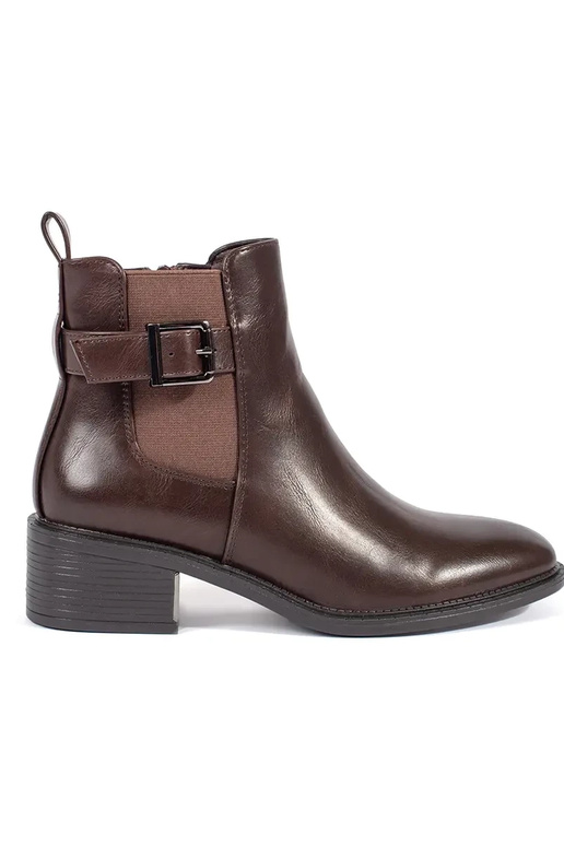 Brown Chelsea boots with buckle