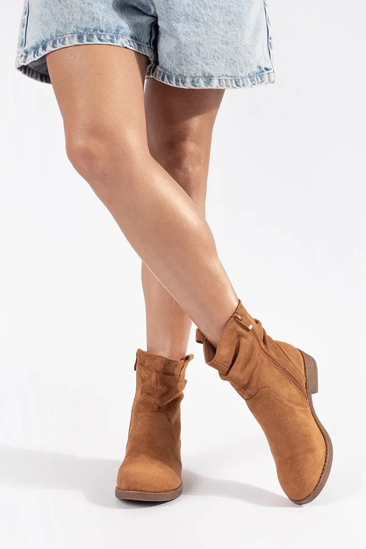 Brązowe botki kowbojki damskie Brązowe botki kowbojki damskie