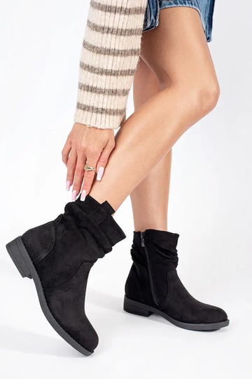 Black suede cowboy style boots 2