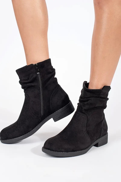 Black suede cowboy style boots