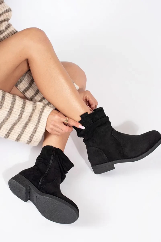 Black suede cowboy style boots