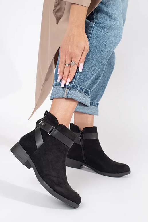Women's black suede boots with... Women's black suede boots with...