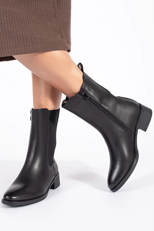 black Women's shoes on a low post black Women's shoes on a low post