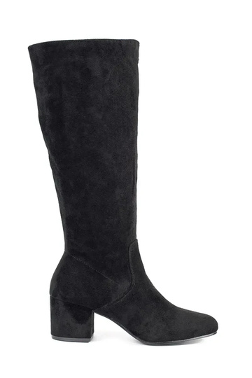 Black suede heeled boots