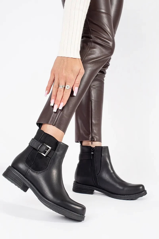 Women's low-heeled shoes with buckles...