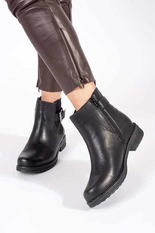 Women's low-heeled shoes with buckles...