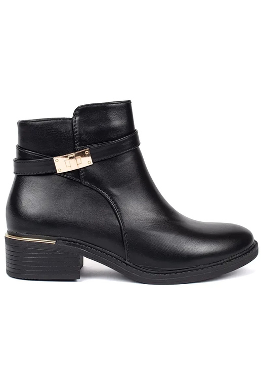 Czarne botki damskie ze złotymi...