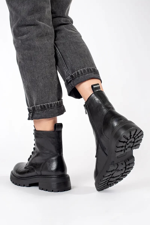 Black leather platform shoes for...