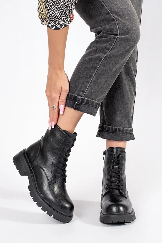 Black leather platform shoes for...