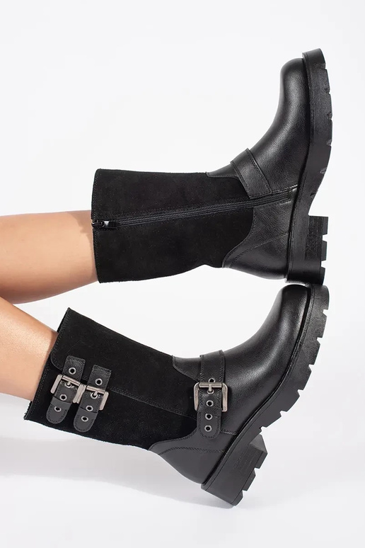 Black leather women's shoes with...