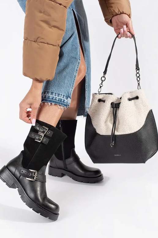 Black leather women's shoes with...