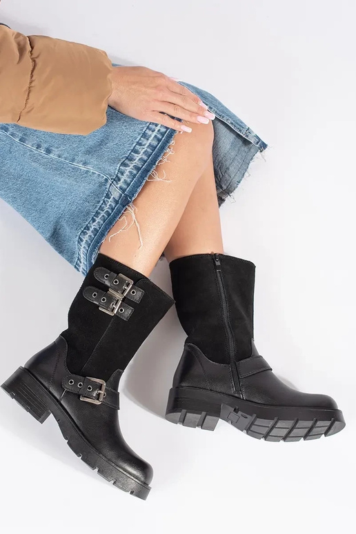 Black leather women's shoes with...