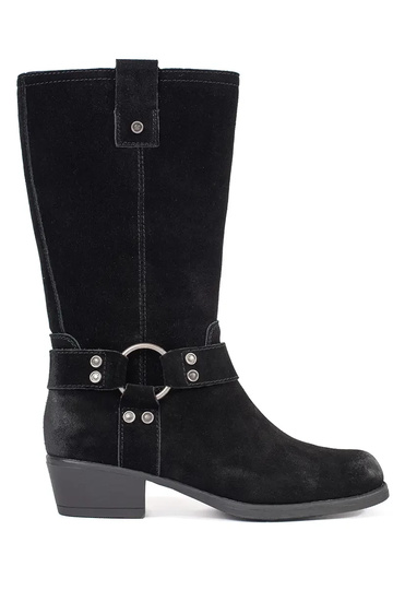 Black leather cowboy boots...