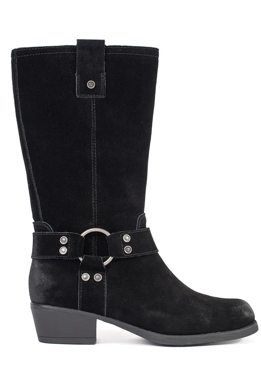 Black leather cowboy boots with... Black leather cowboy boots with...