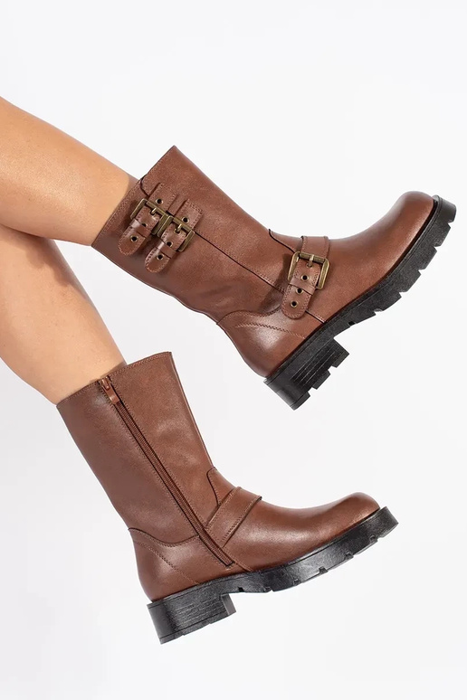 Women's brown leather shoes with...