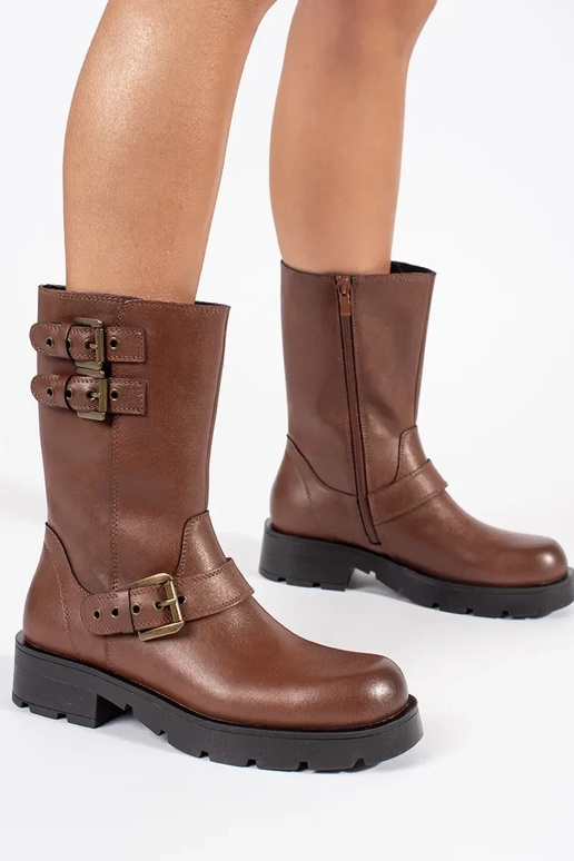 Women's brown leather shoes with...