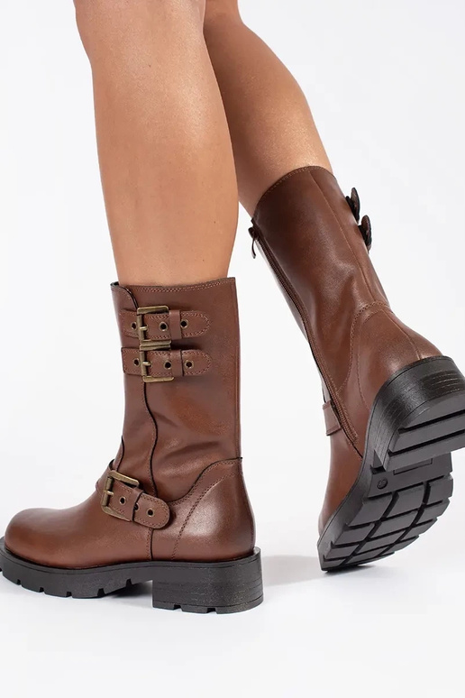 Women's brown leather shoes with...