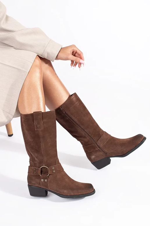 brown leather cowboy boots for women...