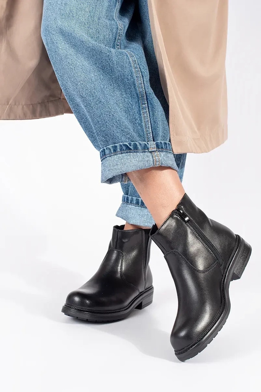 Black Leather Chelsea Flat Sole Shoes... Black Leather Chelsea Flat Sole Shoes...