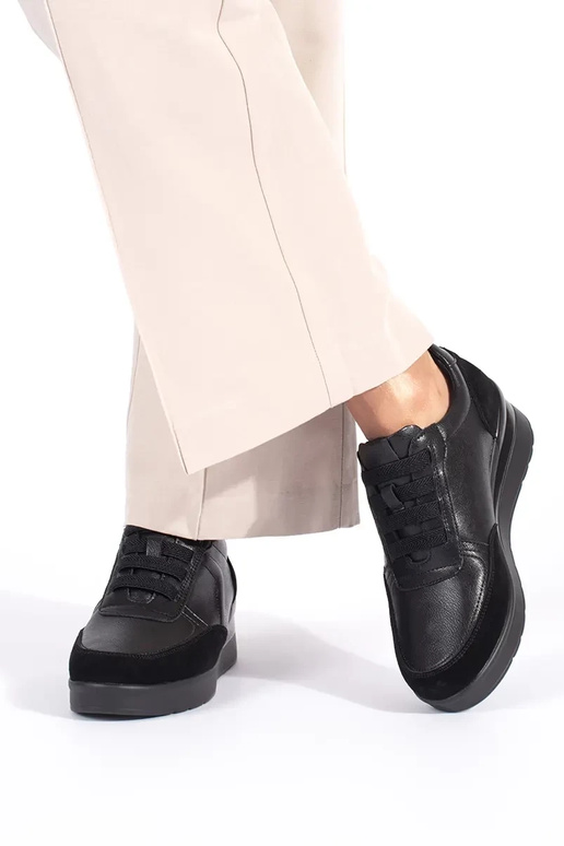 black leather women's wedge shoes by...