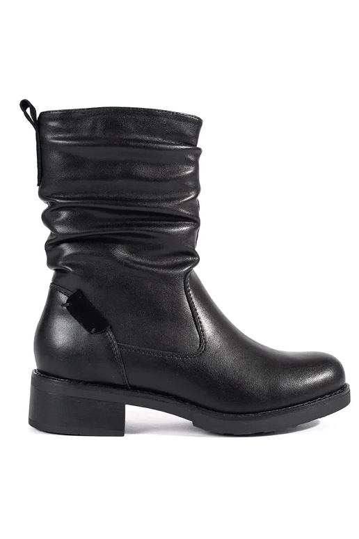 Black leather women's low-heeled...