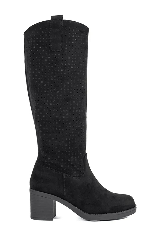 black suede jackboots with openwork... black suede jackboots with openwork...