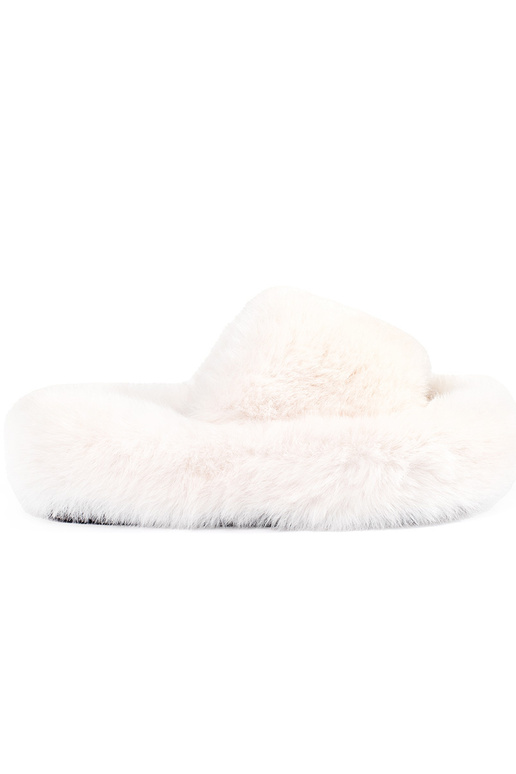 Beige fur platform sandals