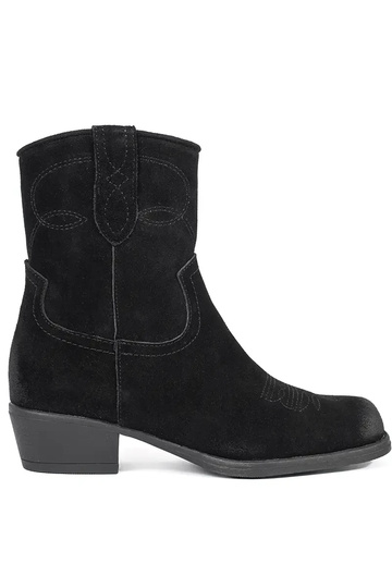 Black leather cowboy boots...