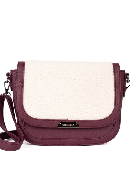 Burgundy handbag with fur