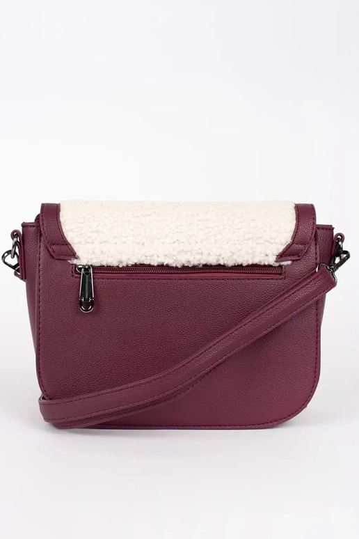 Burgundy handbag with fur