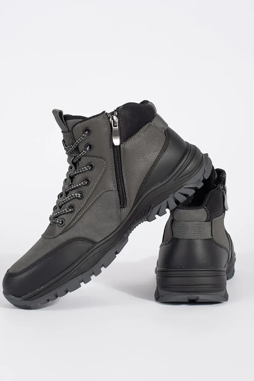 Męskie szare zimowe buty trekkingowe