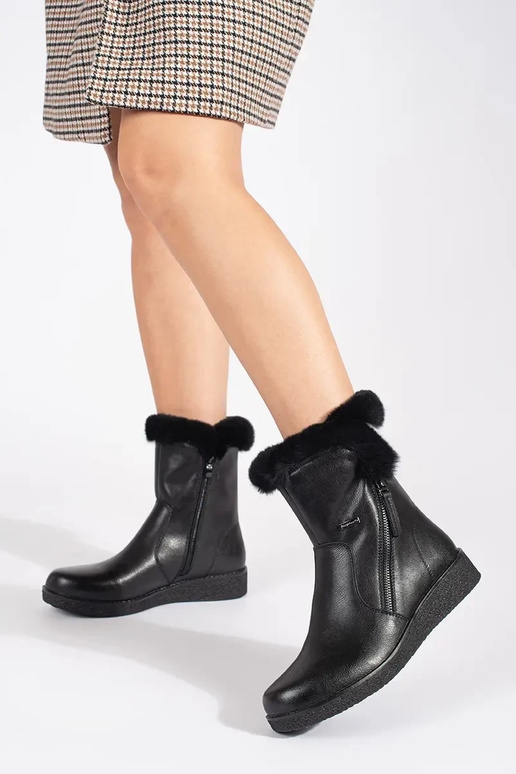 Ocieplane skórzane czarne botki... Ocieplane skórzane czarne botki...