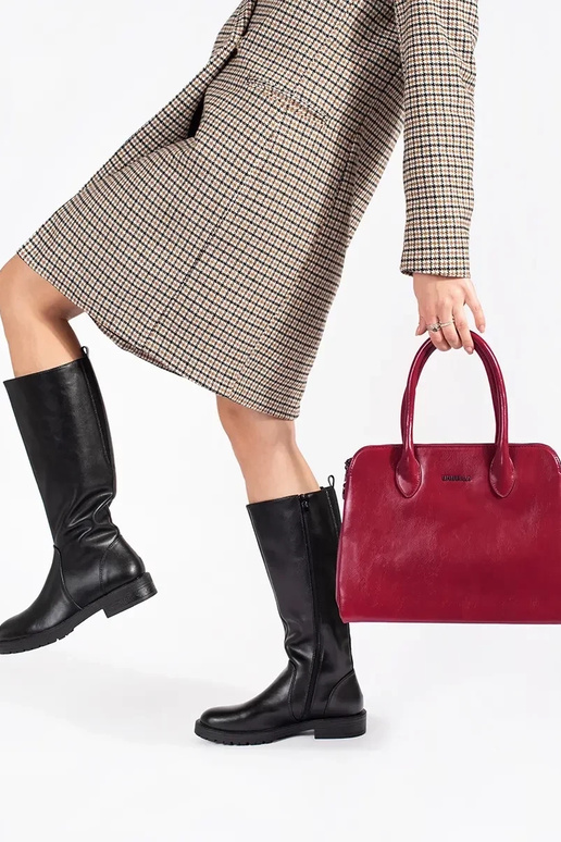 Skórzane czarne klasyczne kozaki...