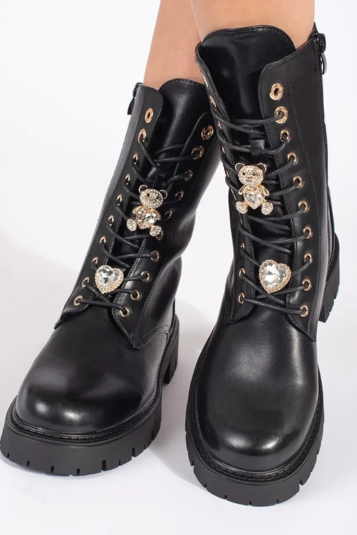 Black lace-up platform shoes Black lace-up platform shoes