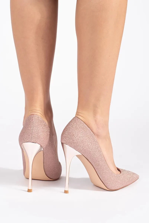 Inith luster pink-golden High heels...