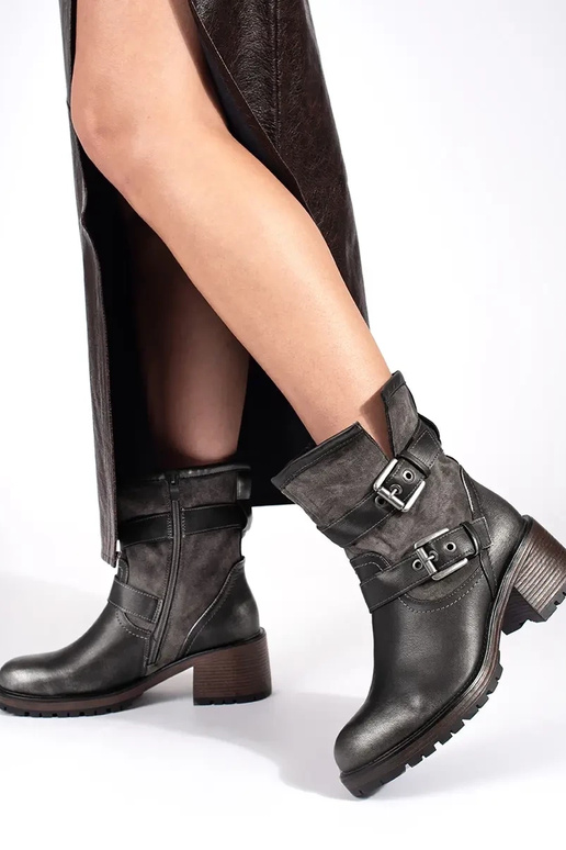 Dark brown women's heeled boots with... Dark brown women's heeled boots with...