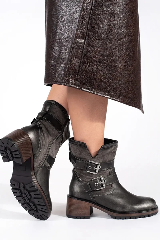 Dark brown women's heeled boots with... Dark brown women's heeled boots with...