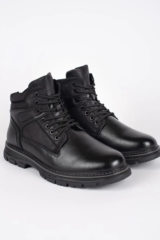 for men black boots laced insulated