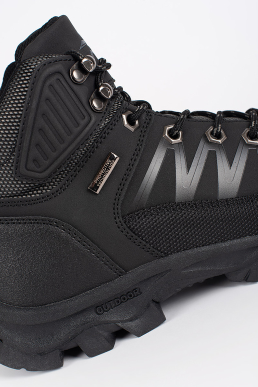 Czarne buty męskie trekkingowe wiązane