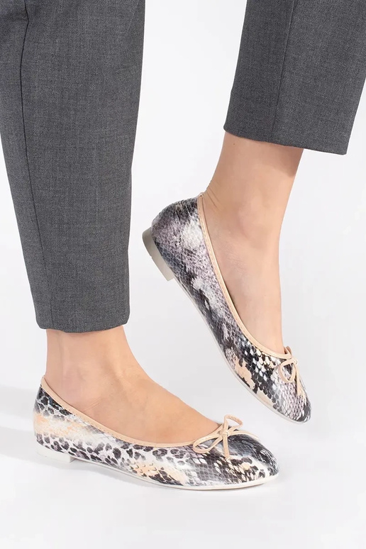 Baleriny płaskie damskie w wężowy wzór