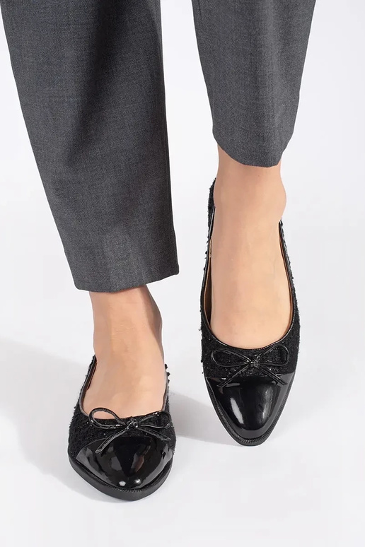 black glitter ballerinas Inith a boIn