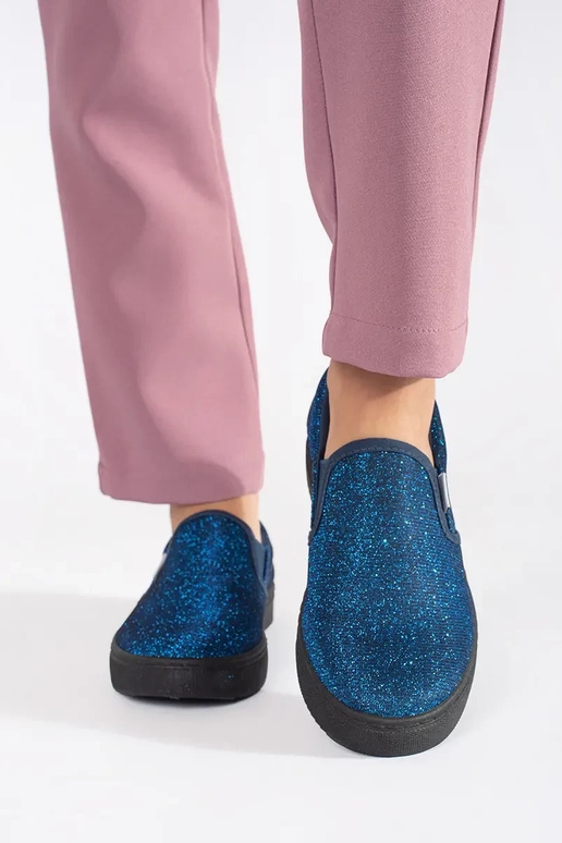 blue glitter shoes slip on